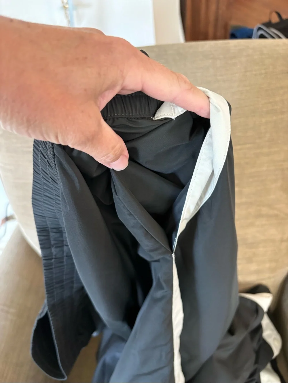 ALDI Black Track Pants with White Side Stripes